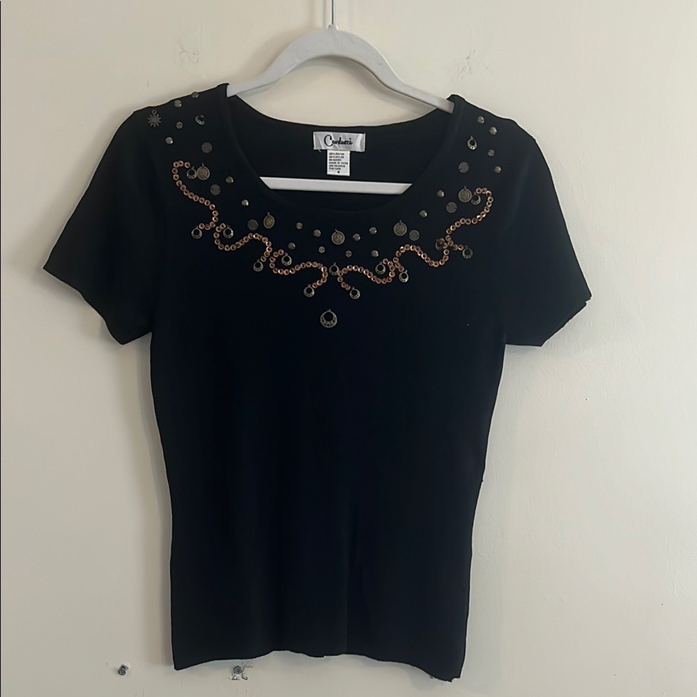 Vintage Carducci Sweater Top Metal Bohemian Artsy y2k Sequin Embellished‎ Charm